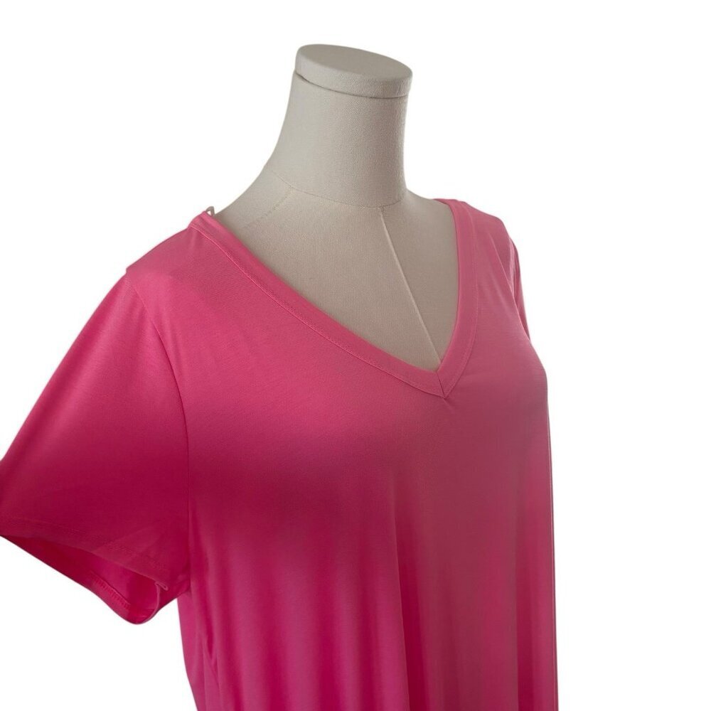 NEW Dear Scarlett Women's XL Stretchy HOT NEON PINK Maxi Beachy Vacation Dress - Picture 3 of 6